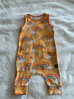 Kids Rags One-Piece Rainbow Pocket Romper - Yellow